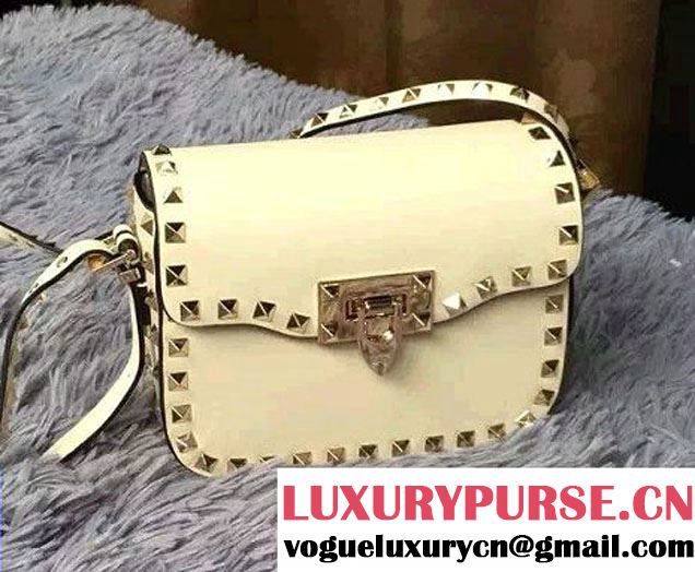 Valentino Rockstud Round Flap Shoulder Small Bag White 2015/2016