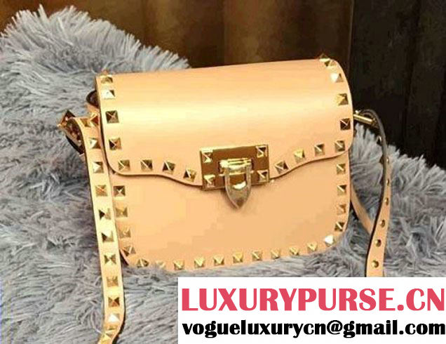 Valentino Rockstud Round Flap Shoulder Small Bag Apricot 2015/2016