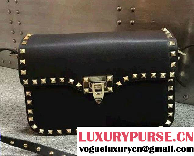 Valentino Rockstud Round Flap Shoulder Large Bag Black 2015/2016