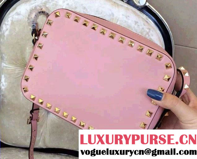 Valentino Rockstud Cross-body Camera Shoulder Bag Peony Pink