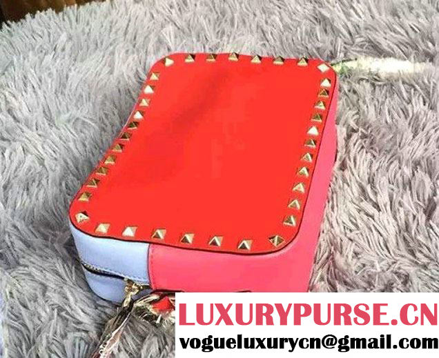 Valentino Rockstud Cross-body Camera Shoulder Bag Red/Fushia/Light Blue