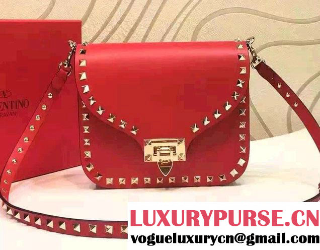 Valentino Guitar Rockstud Rolling Cross Body Bag 0124 Red 2016