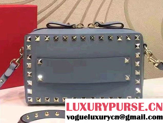 Valentino Guitar Rockstud Rolling Small Cross Body Bag 0127 Sky Blue 2016