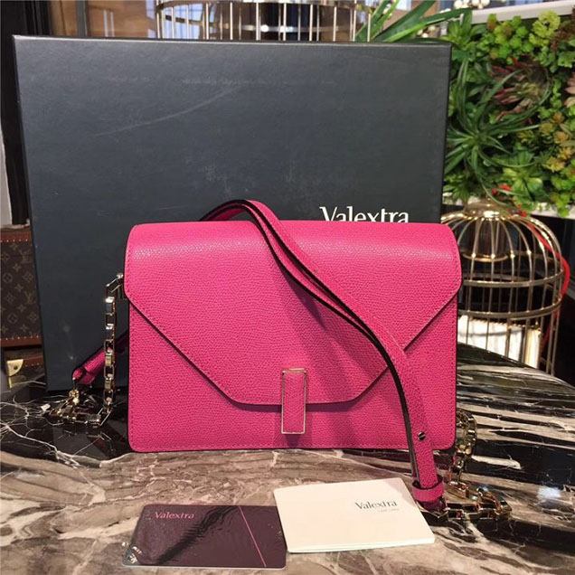 Valextra's Iside Shoulder Bag 22cm Calfskin Leather Fall Winter 2017 Collection Fuchsia