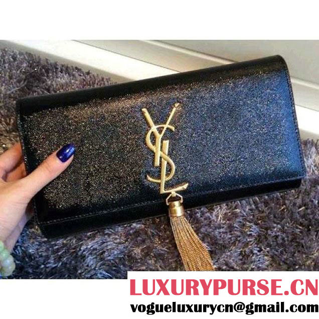 Saint Laurent caviar leather Classic Monogramme Tassel Clutch Bag black (no chain) (ysl1230 ) (ysl1230 )