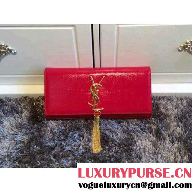 Saint Laurent caviar leather Classic Monogramme Tassel Clutch Bag red(no chain) (ysl1367 ) (ysl1367 )