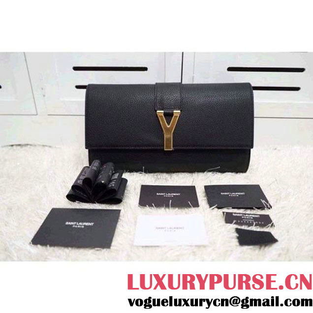 Saint Laurent Classic Y Clutch in Black Grain Leather (JD-030925 )