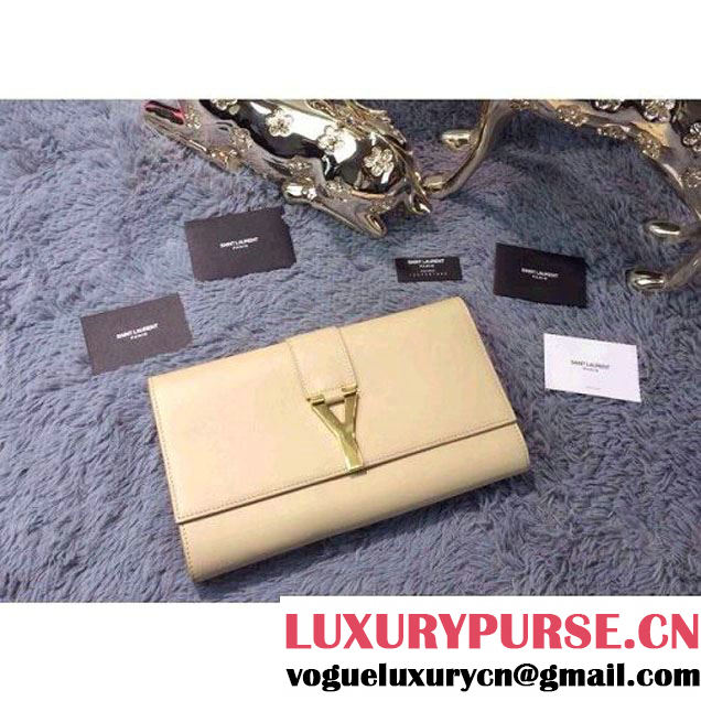 Saint Laurent Classic Y Clutch in Apricot Leather (JD-030927 )