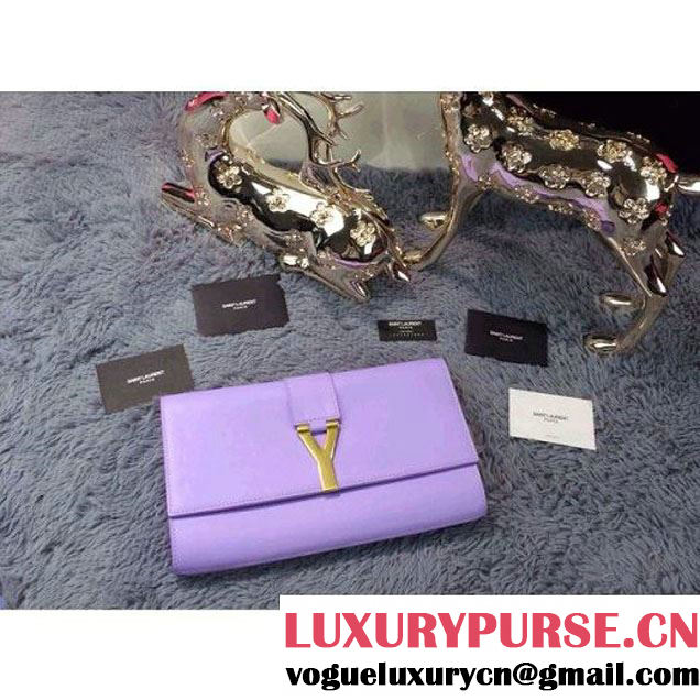 Saint Laurent Classic Y Clutch in Lavender Leather (JD-030930 )