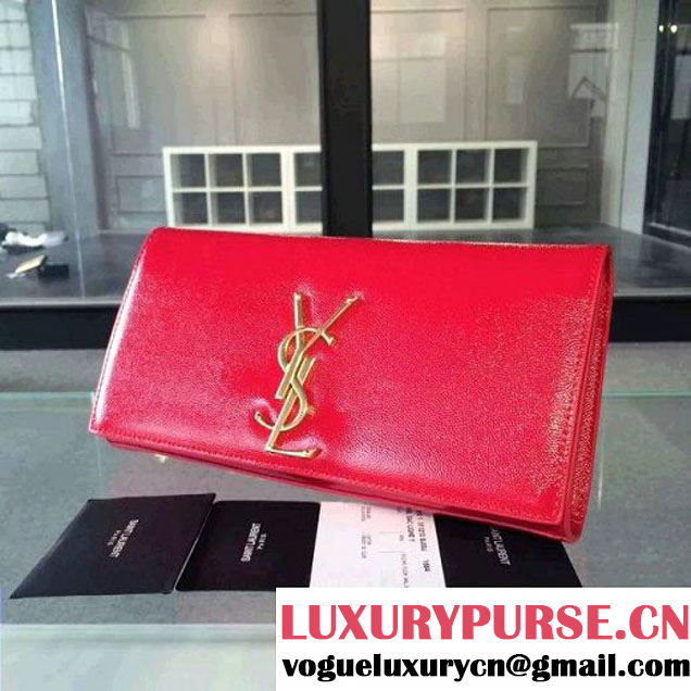 Saint Laurent Classic Monogram Clutch 326079 in Caviar Leather Red (1a061-092638 )