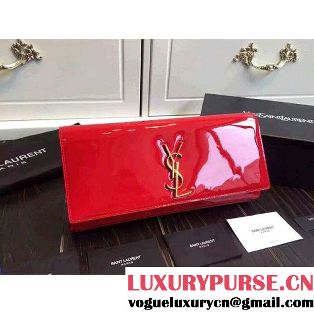 Saint Laurent Classic Monogram Clutch 326079 in Patent Leather Red (1a130-092666 )