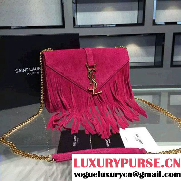 Saint Laurent Classic Small Monogram Fringed In Rosy Suede 2015 (1A061-061722 )