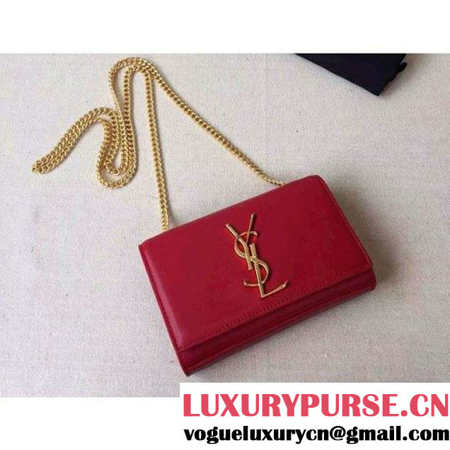 Saint Laurent Classic Small Monogram Saint Laurent Satchelc in Red Smooth Calfskin Leather 354121 (JD-062637 )