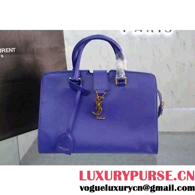 Saint Laurent Small Monogram Cabas Bag In Royal Blue Leather (WMJ-061018 )