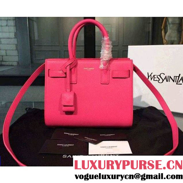 Saint Laurent Classic Nano SAC DE JOUR Bag in Rose Red Grained Leather (1b043-031210 )