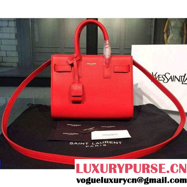 Saint Laurent Classic Nano SAC DE JOUR Bag in Red Grained Leather (1b043-031212 )