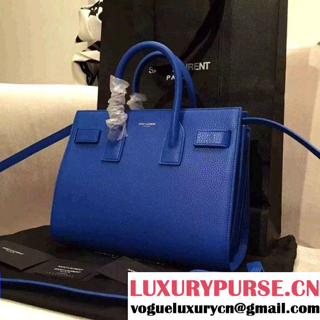 Saint Laurent Classic Baby Sac De Jour in Royal Blue Grained Leather (JD-051210 )