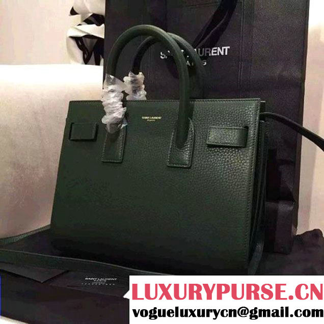 Saint Laurent Classic Baby Sac De Jour in Dark Green Grained Leather (JD-051204 )