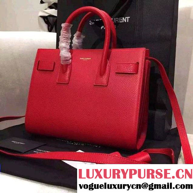 Saint Laurent Classic Baby Sac De Jour in Red Grained Leather (JD-051208 )