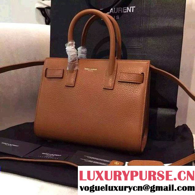 Saint Laurent Classic Nano SAC DE JOUR Bag in Coffee Grained Leather (JD-051211 )