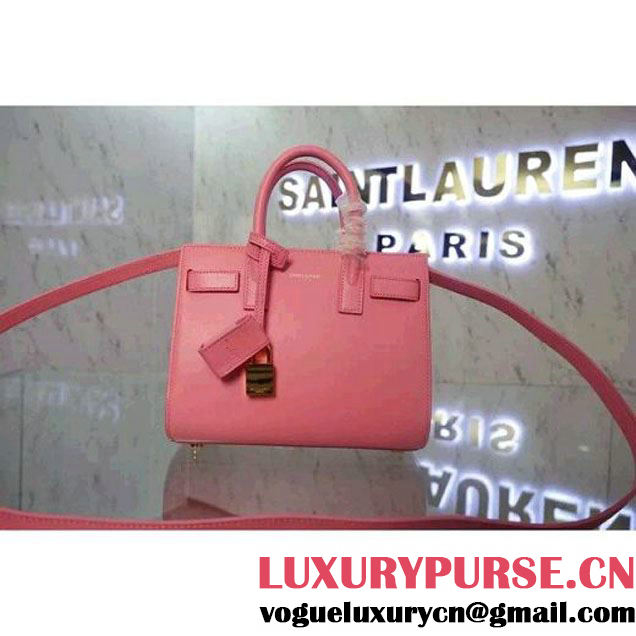 Saint Laurent Classic Nano Sac De Jour Bag In Pink Leather (WMJ-061001 )