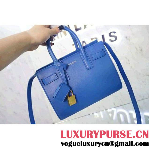 Saint Laurent Classic Nano Sac De Jour Bag In Blue Leather (WMJ-061408 )