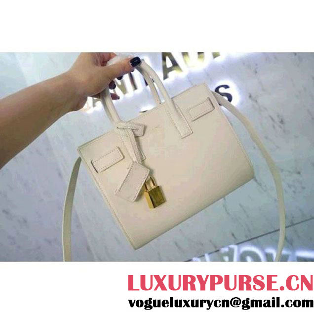 Saint Laurent Classic Nano Sac De Jour Bag In White Leather (WMJ-061412 )