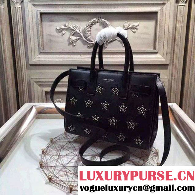 Saint Laurent Classic Nano Sac De Jour Bag in Calfskin Leather with Stars (1a130-092693 )