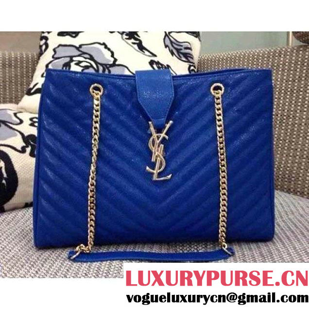 Saint Laurent Cassandre Chain-Strap Matelasse Shopper Bag blue (t345 ) (t345 )