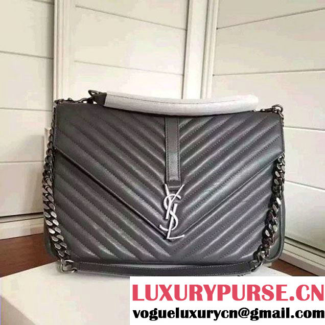 Saint Laurent 392738 Classic Large College Monogram Bag Grey Cruise 2016 (1A130-010909 )