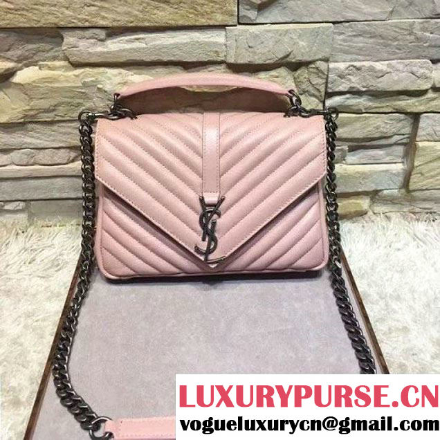 Y 392737 Classic Medium Monogram College Bag In Natural Lambskin Pink 2016 (2A193-6052016 )