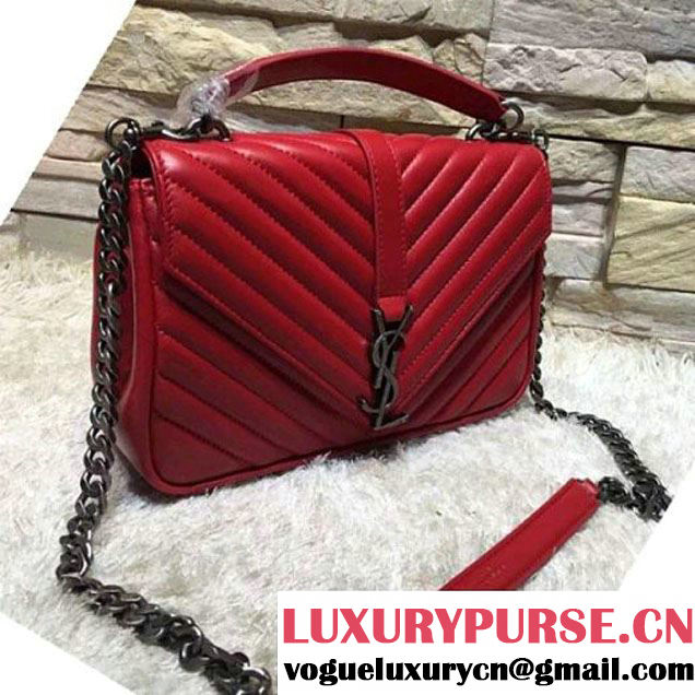 Y 392737 Classic Medium Monogram College Bag In Smooth Lambskin Red 2016 (2A193-6052022 )