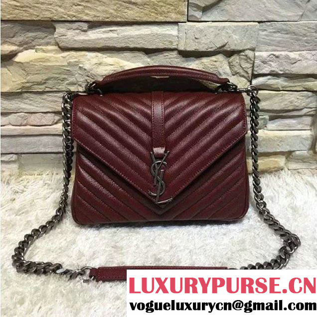 Y 392737 Classic Medium Monogram College Bag In Natural Lambskin Burgundy 2016 (2A193-6052611 )