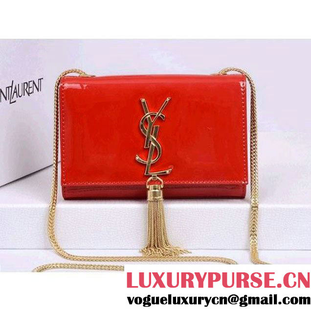 Saint Laurent Cassandre Small Tassel Crossbody Patent Leather Bag Red (YSL15987 ) (YSL15987 )