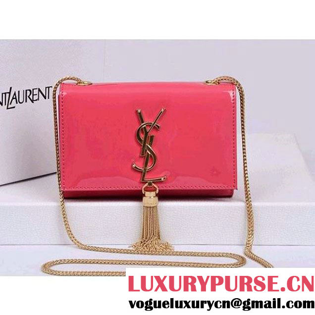 Saint Laurent Cassandre Small Tassel Crossbody Patent Leather Bag Rosy Red (YSL15985 ) (YSL15985 )