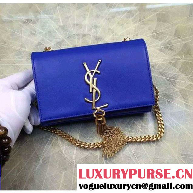 Saint Laurent Classic Small Monogram Tassel Satchel 354120 in Smooth Calfskin Royal Blue (GD1066-6062441 )