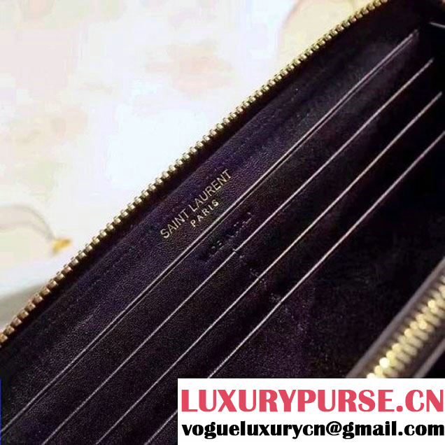 Saint Laurent Long Zip Around Wallet In Black Crocodile Embossed Cafskin 358094 2017 (1A130-7011214 )