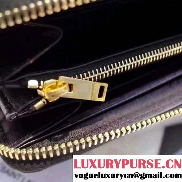 Saint Laurent Long Zip Around Wallet In Black Crocodile Embossed Cafskin 358094 2017 (1A130-7011214 )