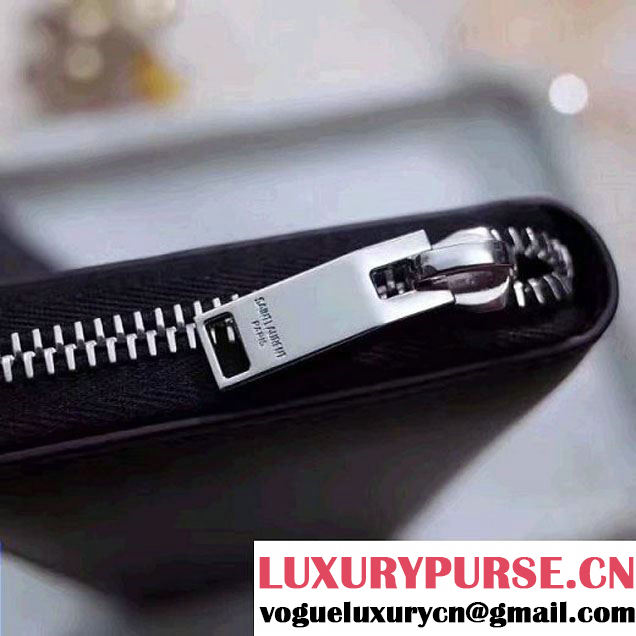 Saint Laurent Long Zip Around Wallet In Black Smooth Calfskin With Star 358094 2017 (1A130-7011215 )