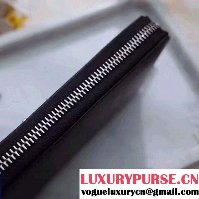 Saint Laurent Long Zip Around Wallet In Black Smooth Calfskin With Star 358094 2017 (1A130-7011215 )