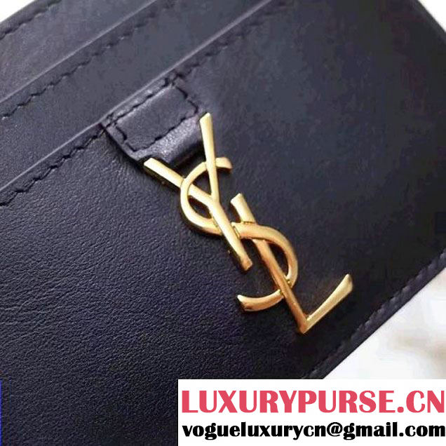 Saint Laurent YSL Credit Card Case In Calf Leather 414577 Black 2017 (1A069-7022217 )