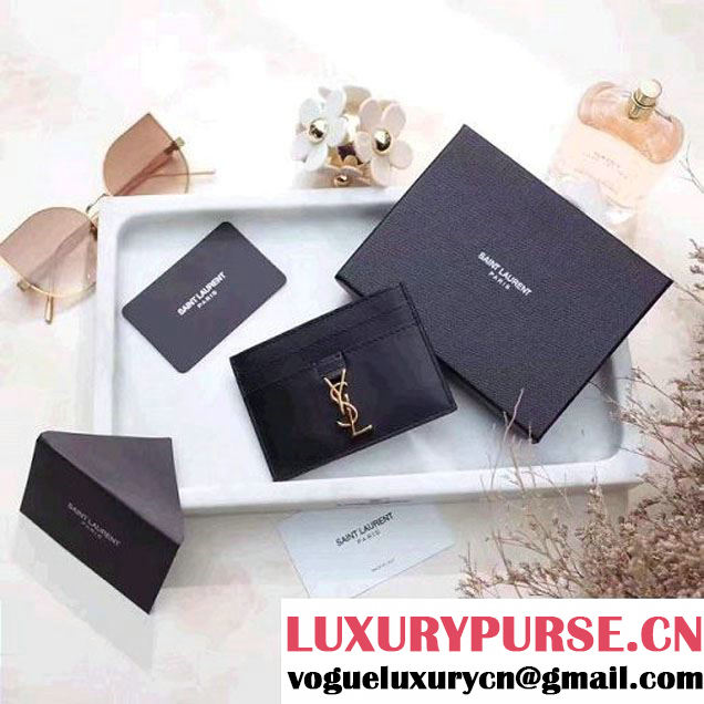 Saint Laurent YSL Credit Card Case In Calf Leather 414577 Black 2017 (1A069-7022217 )