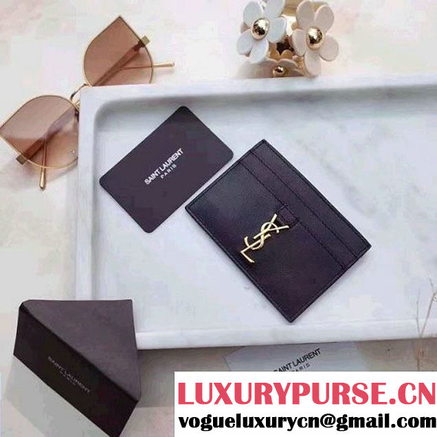Saint Laurent YSL Credit Card Case In Calf Leather 414577 Black 2017 (1A069-7022217 )
