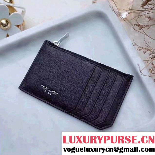 Saint Laurent Fragment Zip Pouch & Card Case 458583 Black 2017 (1A069-7022218 )