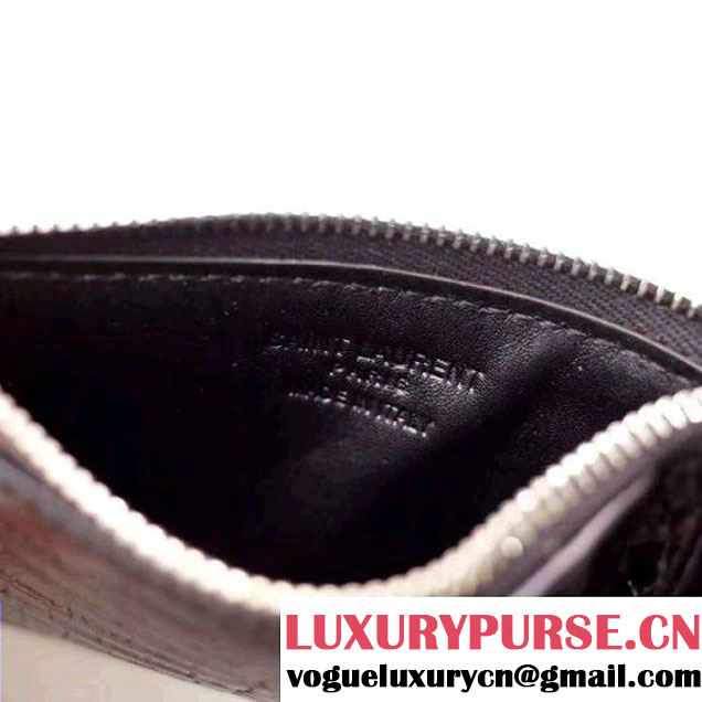 Saint Laurent Fragment Zip Pouch & Card Case 458583 Black Crocodile Pattern 2017 (1A069-7022220 )