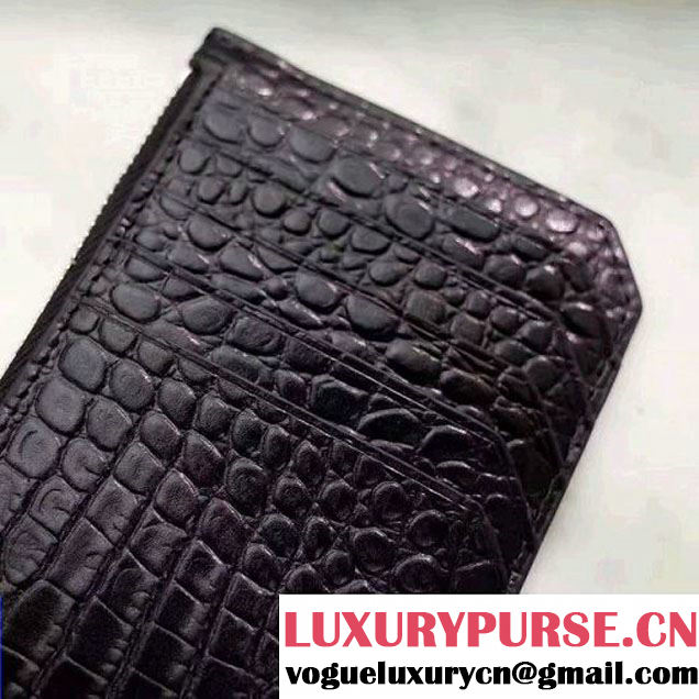 Saint Laurent Fragment Zip Pouch & Card Case 458583 Black Crocodile Pattern 2017 (1A069-7022220 )