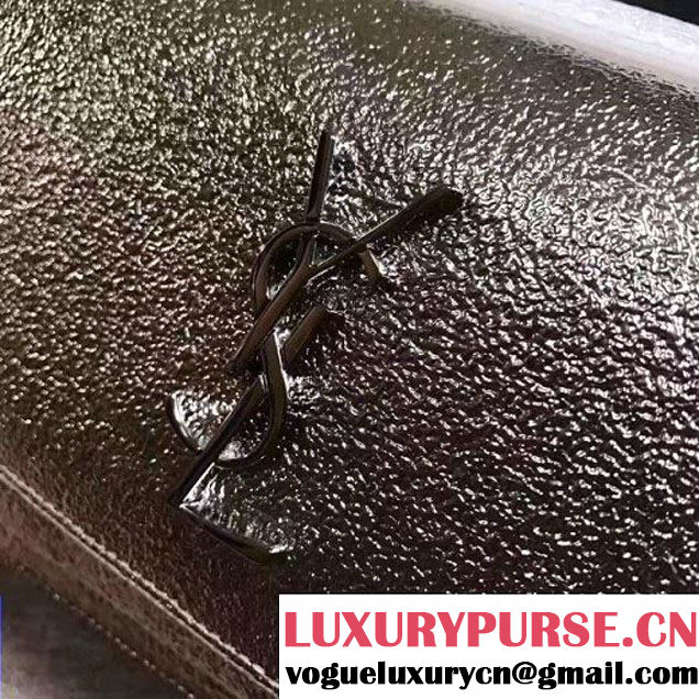 Saint Laurent  452157 Chain Wallet In Silver Grained Metallic Leather 2017 (1a130-7042651 )