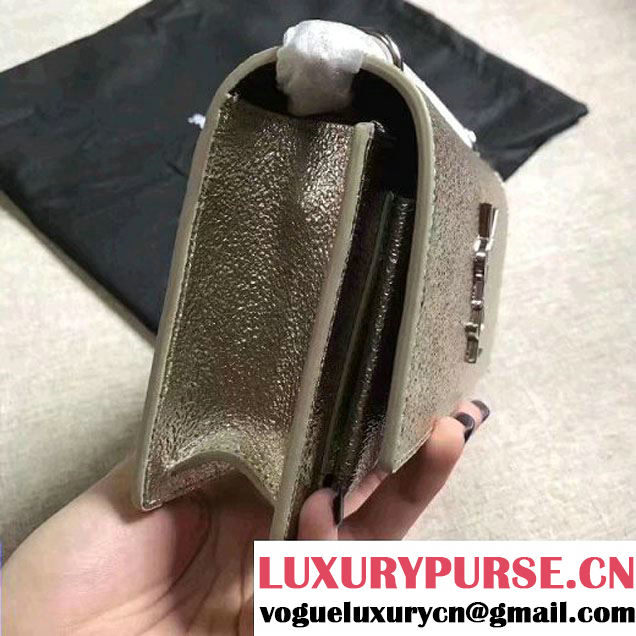 Saint Laurent  452157 Chain Wallet In Silver Grained Metallic Leather 2017 (1a130-7042651 )