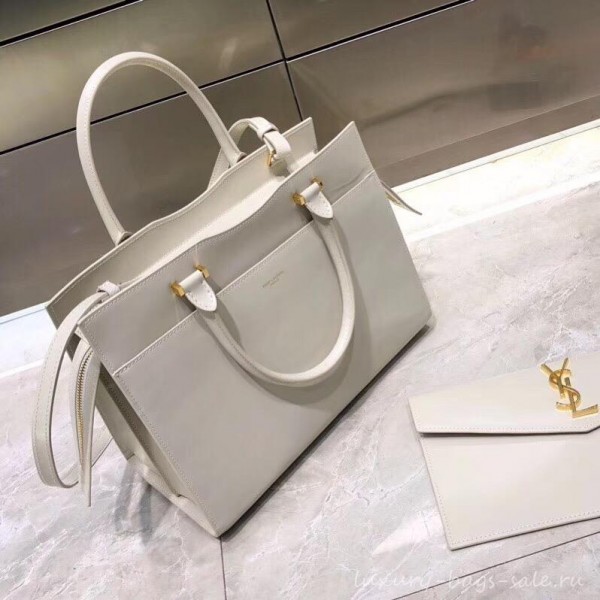 saint laurent up town medium tote bag white