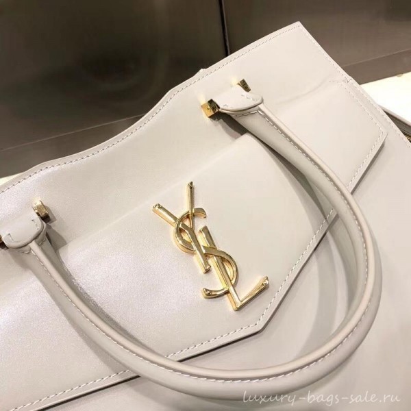 saint laurent up town medium tote bag white